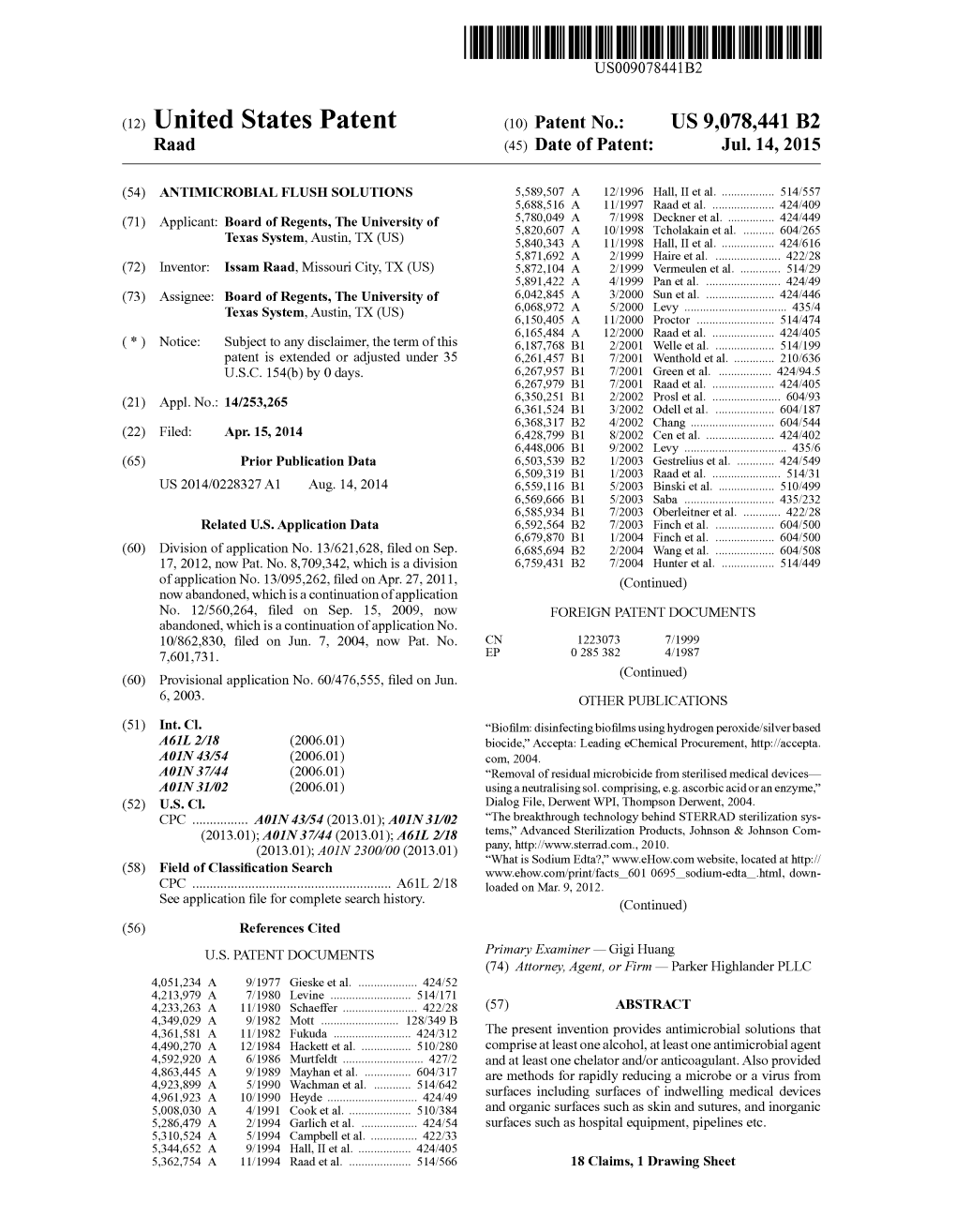 (12) United States Patent (10) Patent No.: US 9,078,441 B2 Raad (45) Date of Patent: Jul