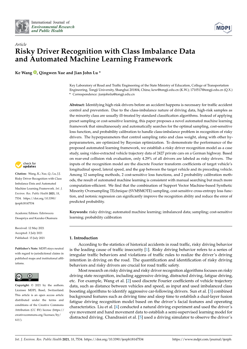 Risky Driver Recognition with Class Imbalance Data and Automated Machine Learning Framework