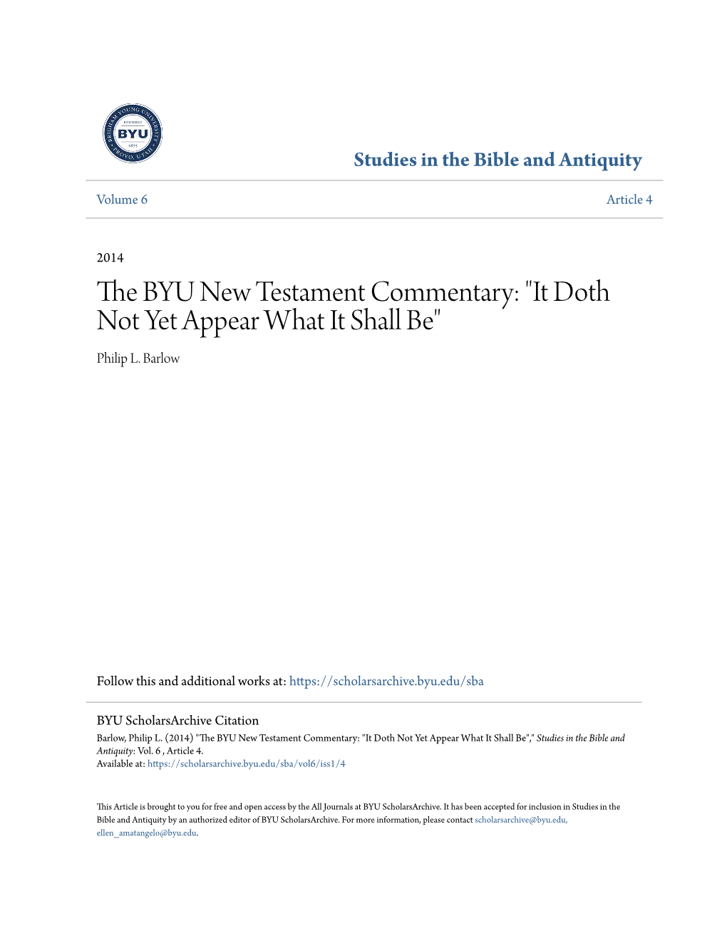 The BYU New Testament Commentary: 