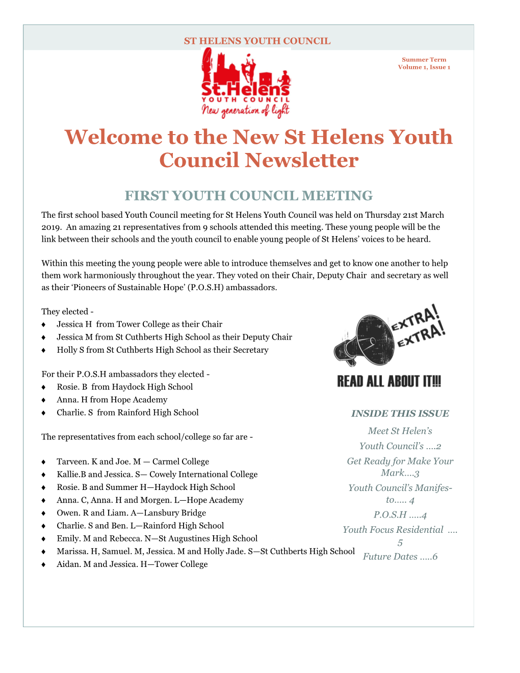 Welcome to the New St Helens Youth Council Newsletter