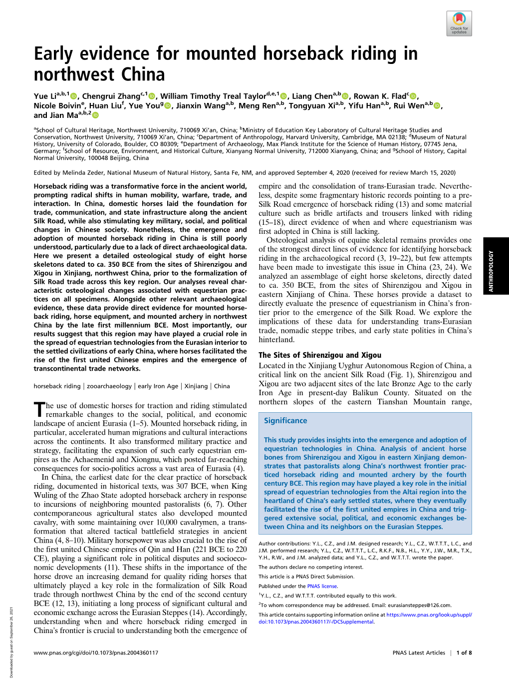 Early Evidence for Mounted Horseback Riding in Northwest China