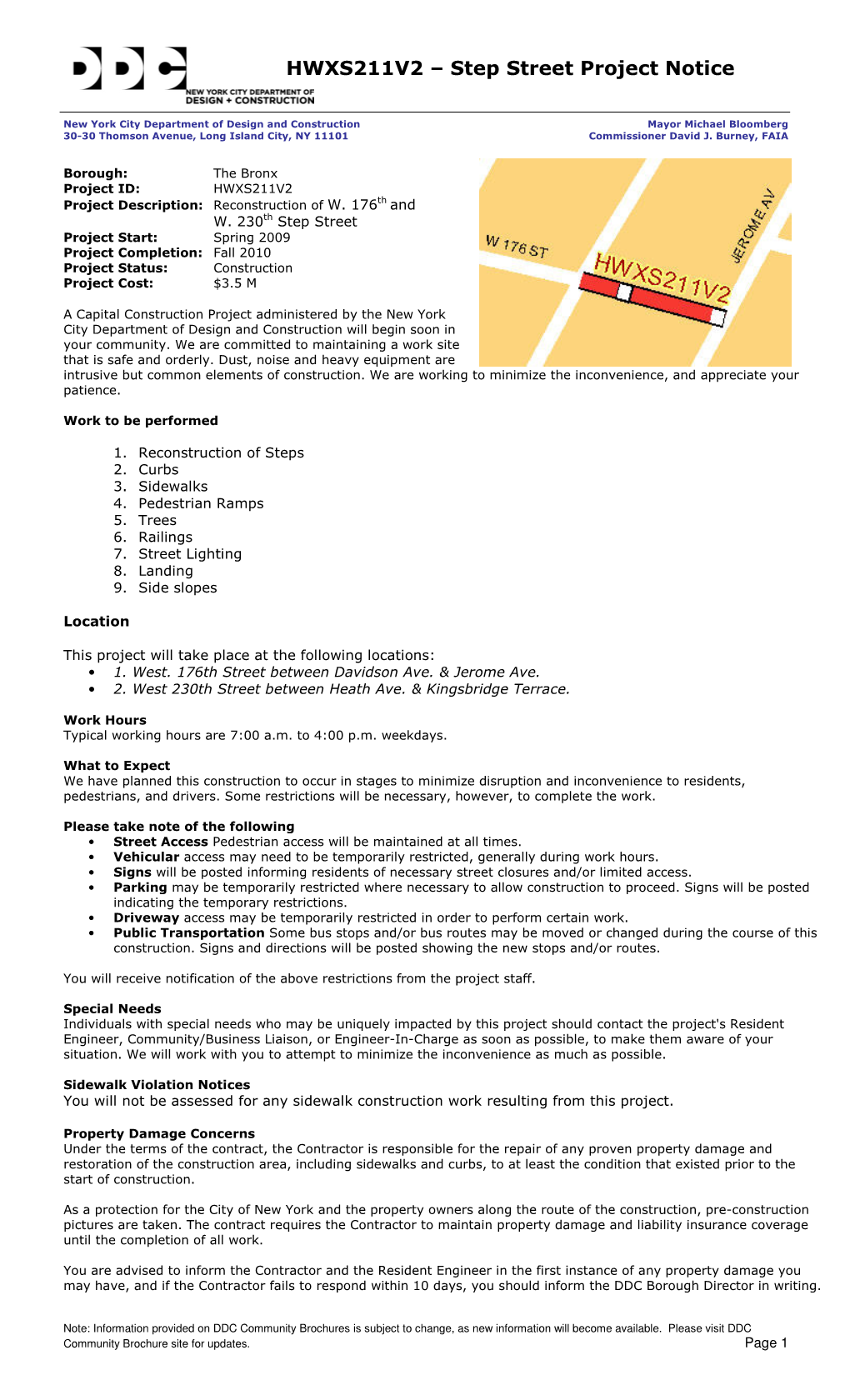 HWXS211V2 – Step Street Project Notice