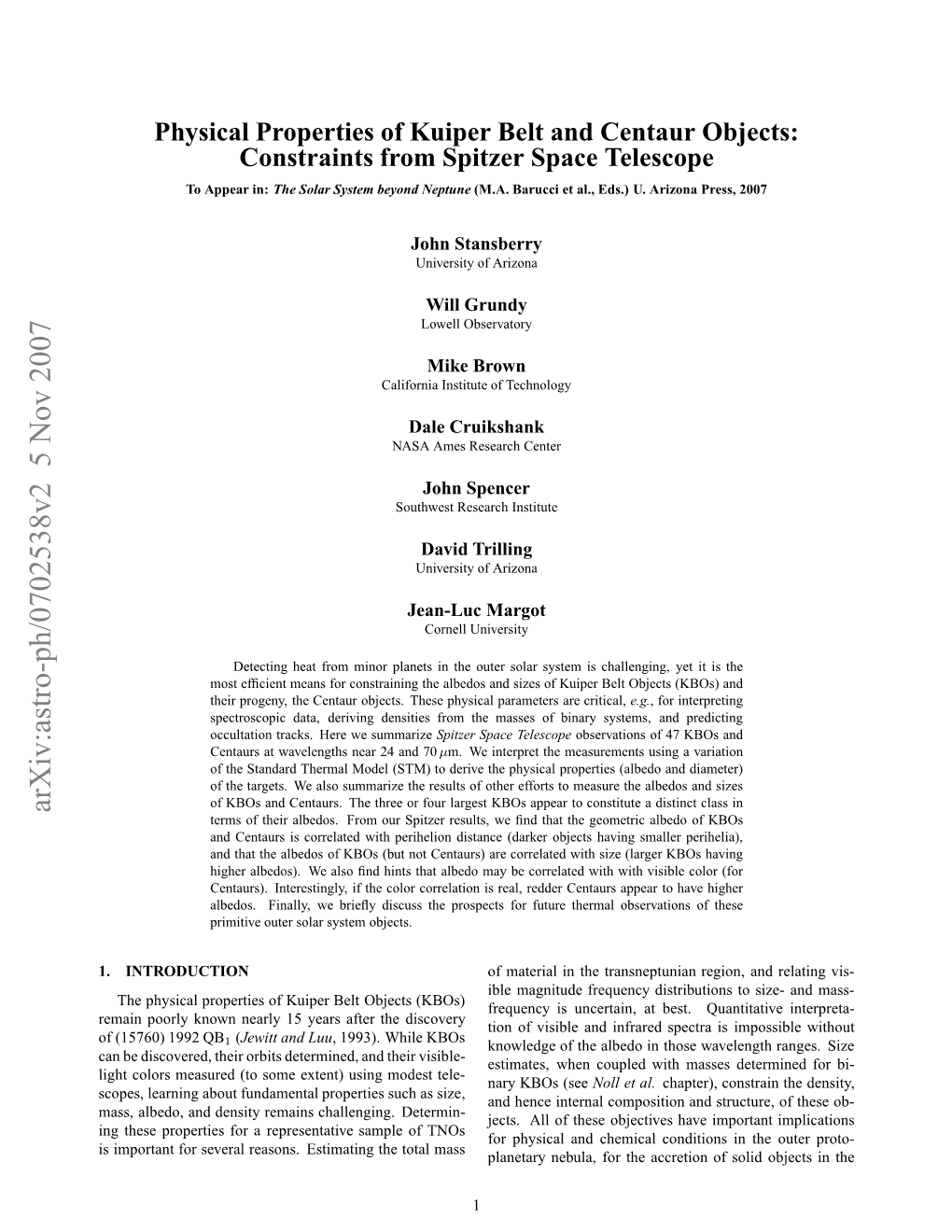 Physical Properties of Kuiper Belt and Centaur Objects