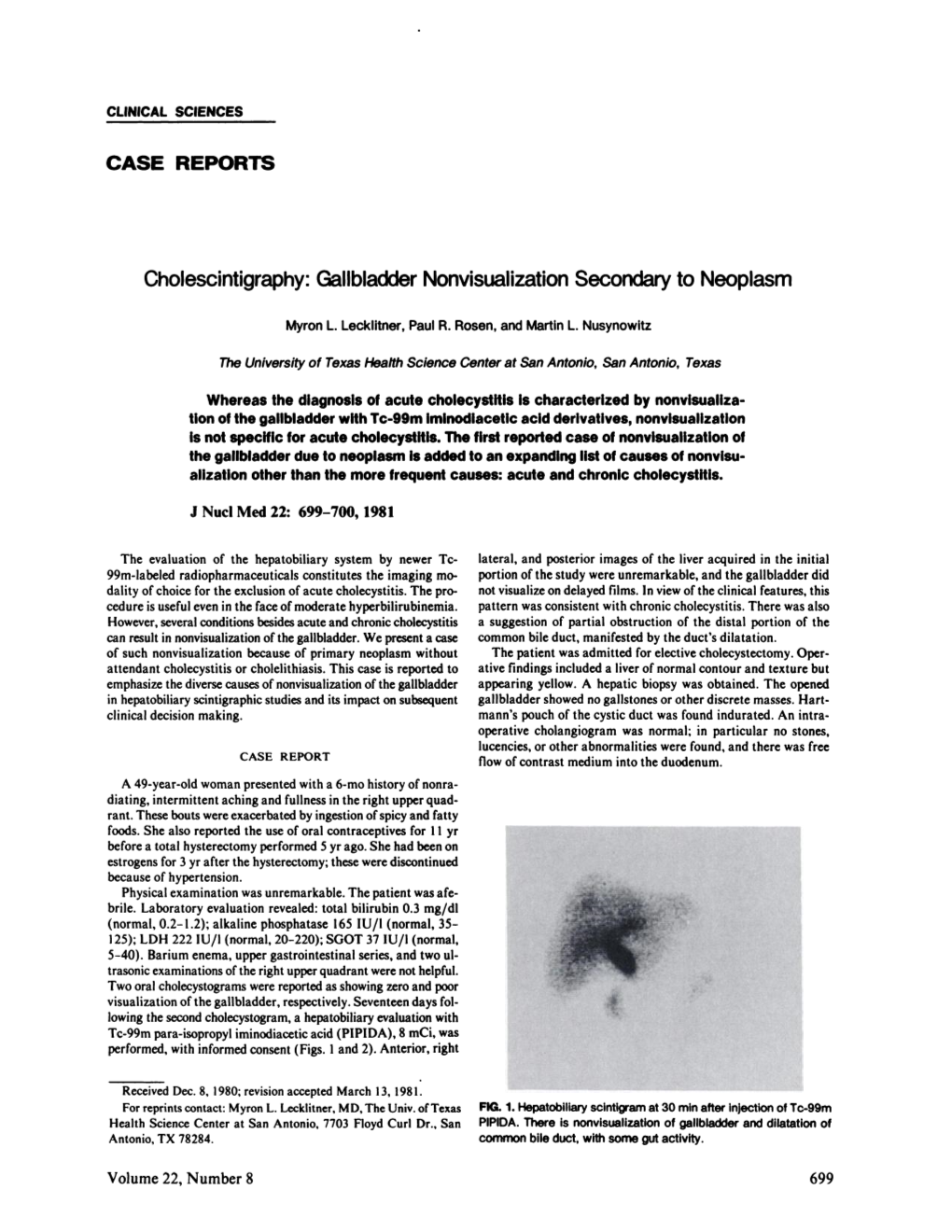 Gallbladder Nonvisualization Secondary to Neoplasm