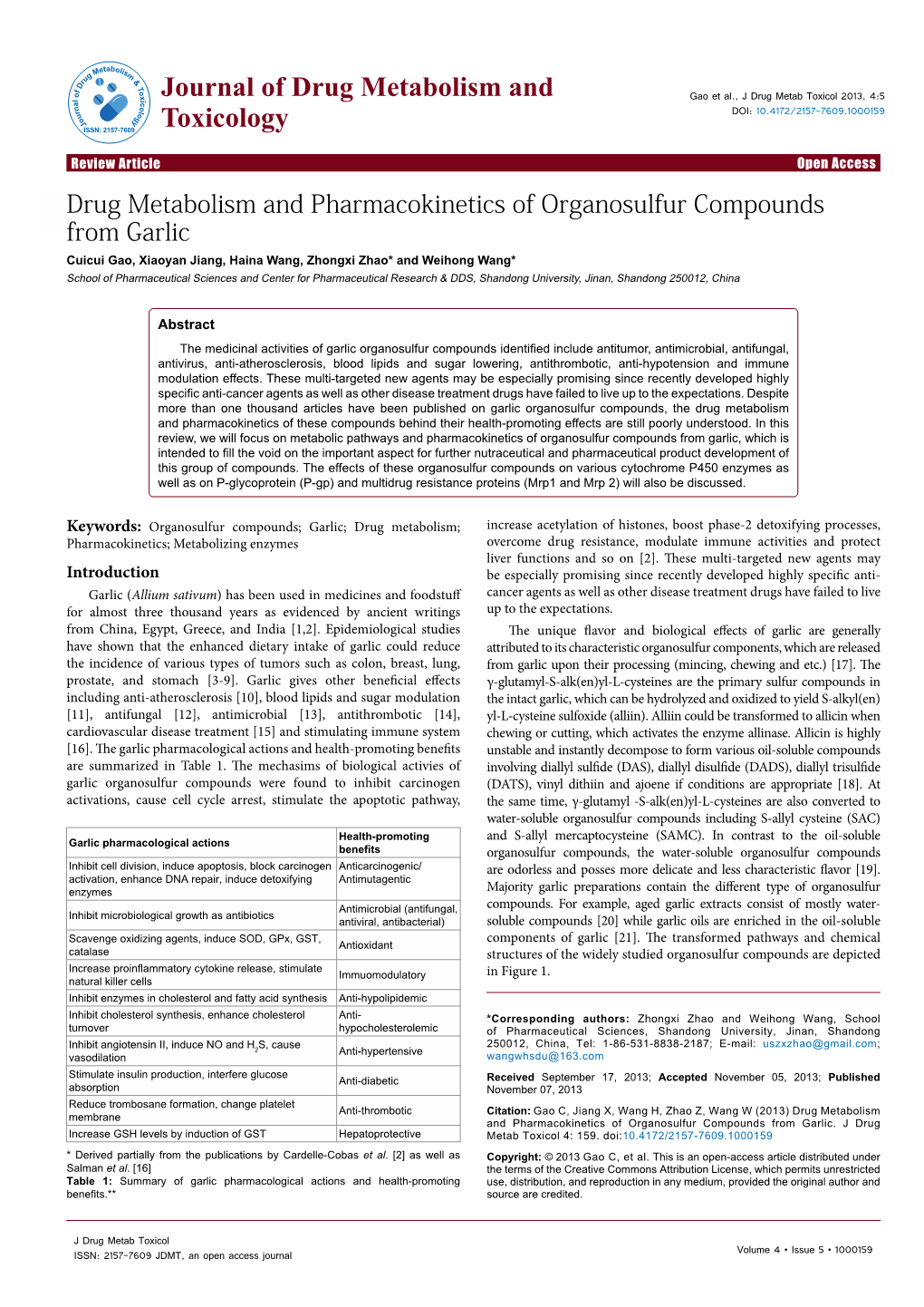 Drug Metabolism and Pharmacokinetics of Organosulfur