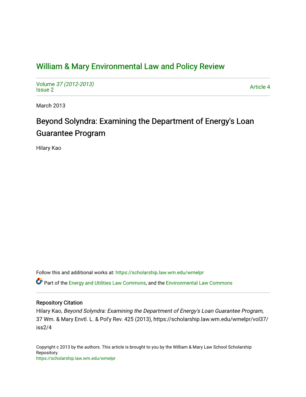 Examining the Department of Energy's Loan Guarantee Program