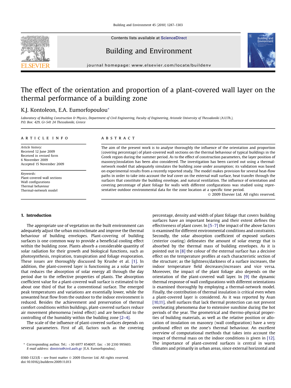 The Effect of the Orientation and Proportion of a Plant-Covered Wall Layer on the Thermal Performance of a Building Zone