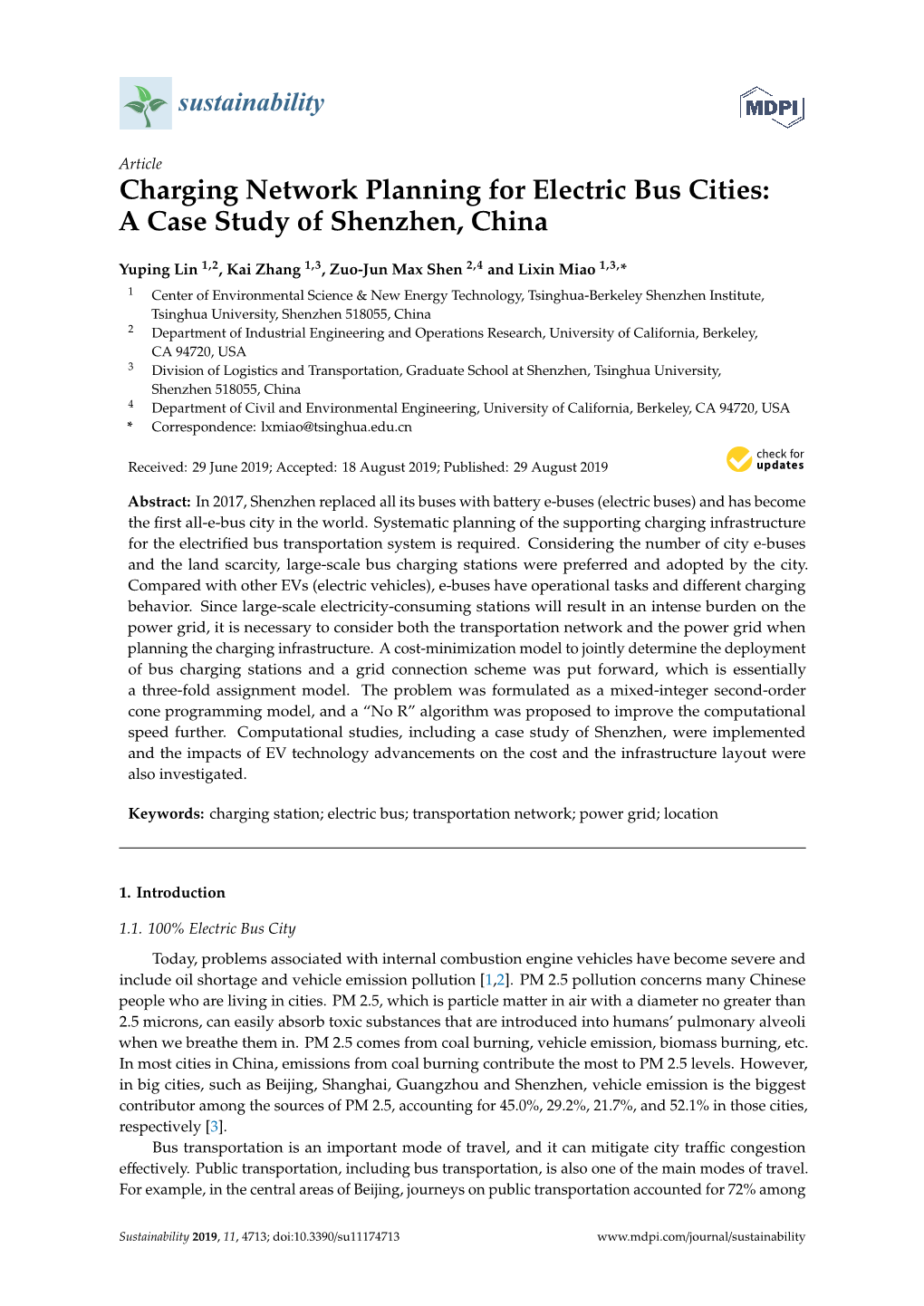 Charging Network Planning for Electric Bus Cities: a Case Study of Shenzhen, China