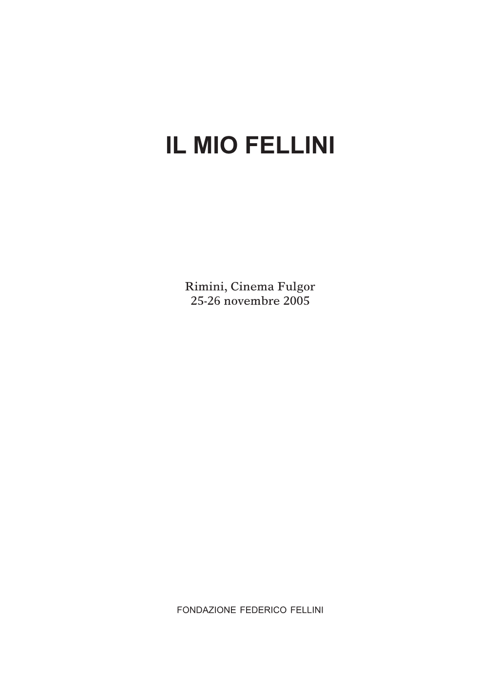 Il Mio Fellini