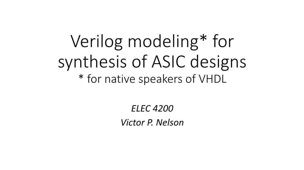 The Verilog Hardware Description Language