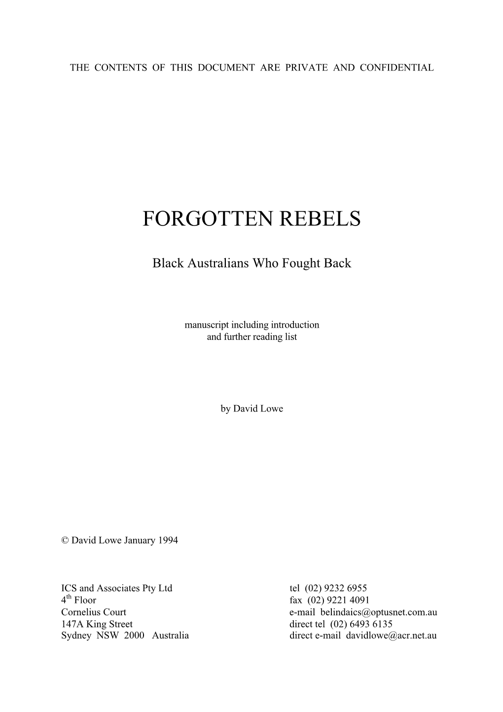 Forgotten Rebels