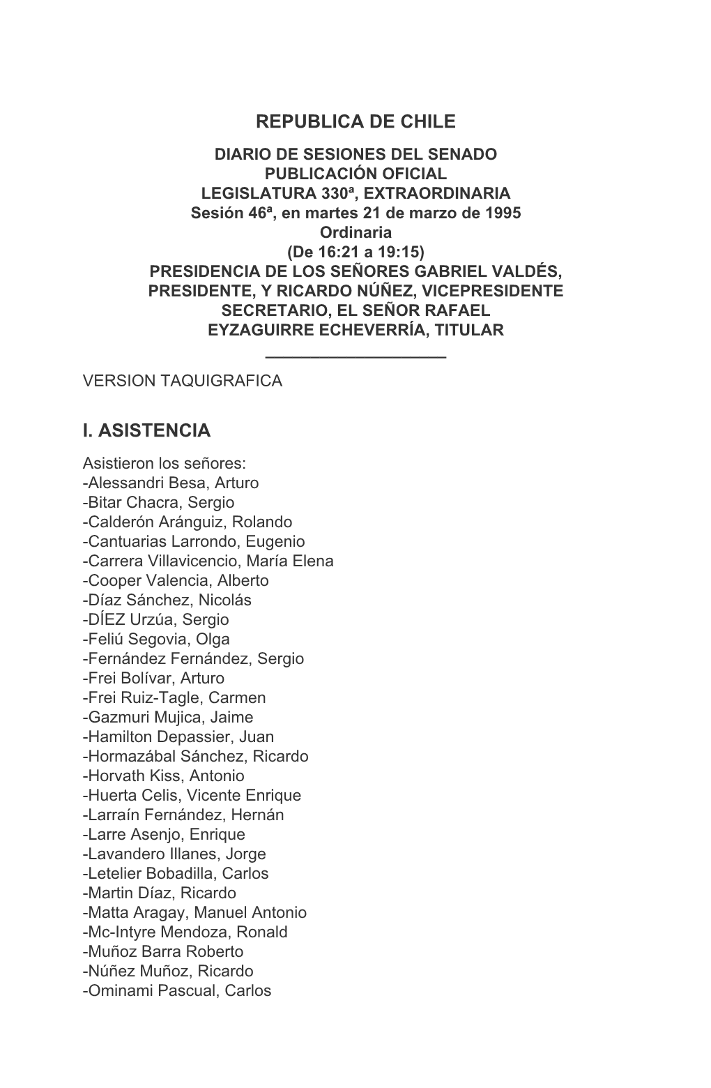 Diario De Sesiones Del Senado