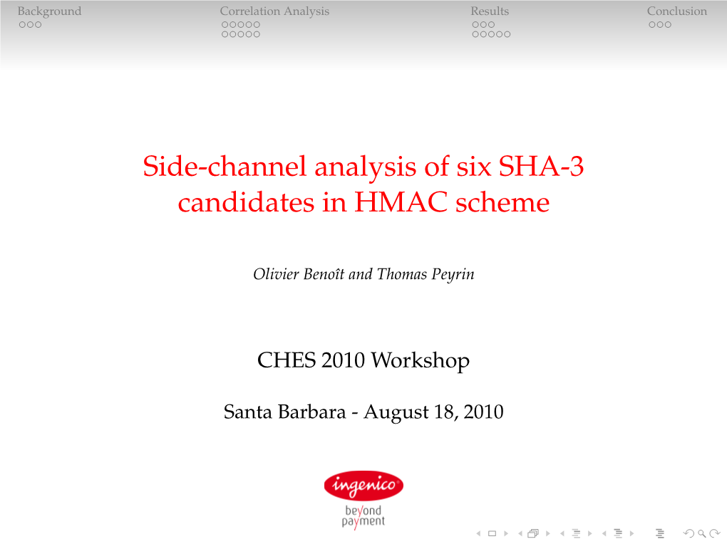 Side-Channel Analysis of Six SHA-3 Candidates in HMAC Scheme
