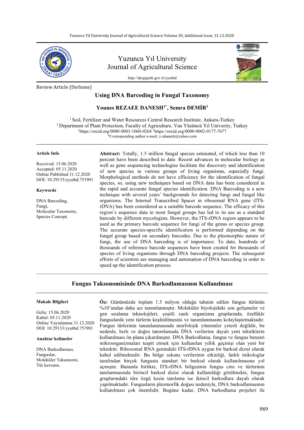 Using DNA Barcoding in Fungal Taxonomy