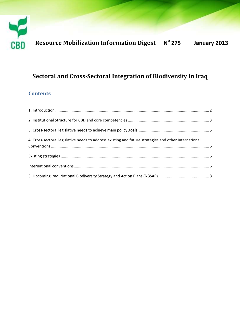 Resource Mobilization Information Digest N 275 January 2013