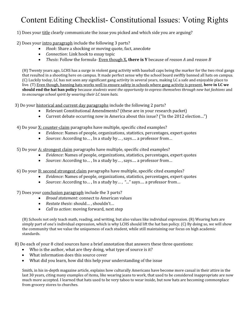 Content Editing Checklist- Constitutional Issues: Voting Rights