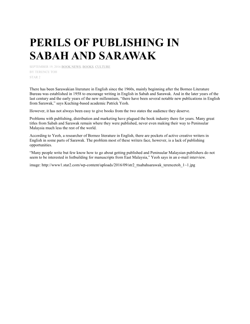 Perils of Publishing in Sabah and Sarawak