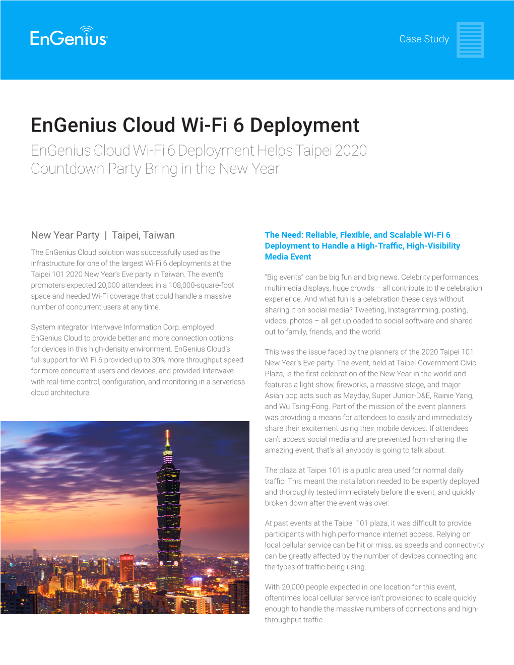 Engenius Cloud Wi-Fi 6 Deployment Engenius Cloud Wi-Fi 6 Deployment Helps Taipei 2020 Countdown Party Bring in the New Year