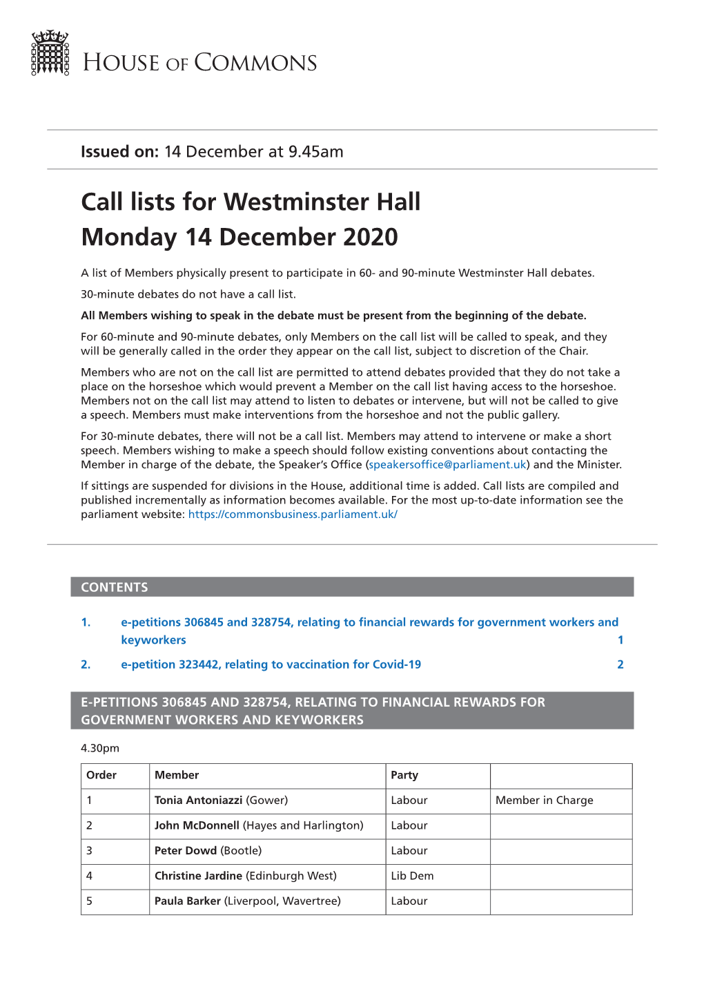 View Call Lists: Westminster Hall PDF File 0.05 MB