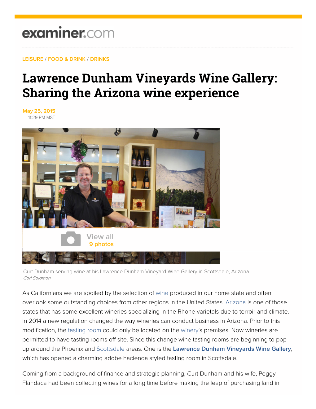 Lawrence Dunham Vineyards Wine Gallery:...Arizona Wine Experience