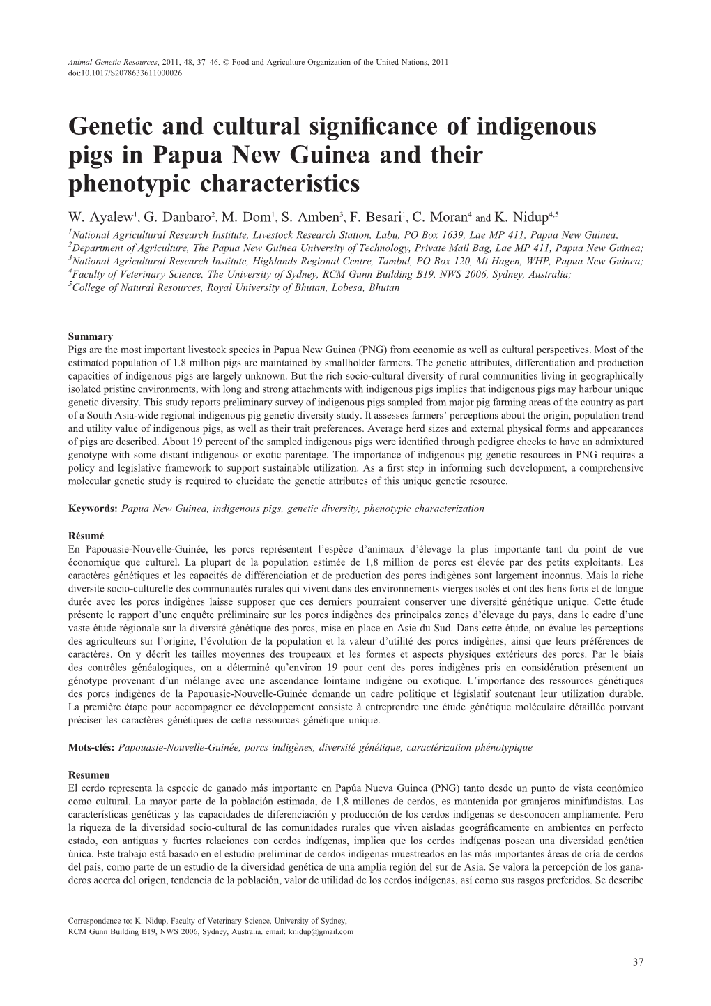 Genetic and Cultural Significance of Indigenous Pigs in Papua New