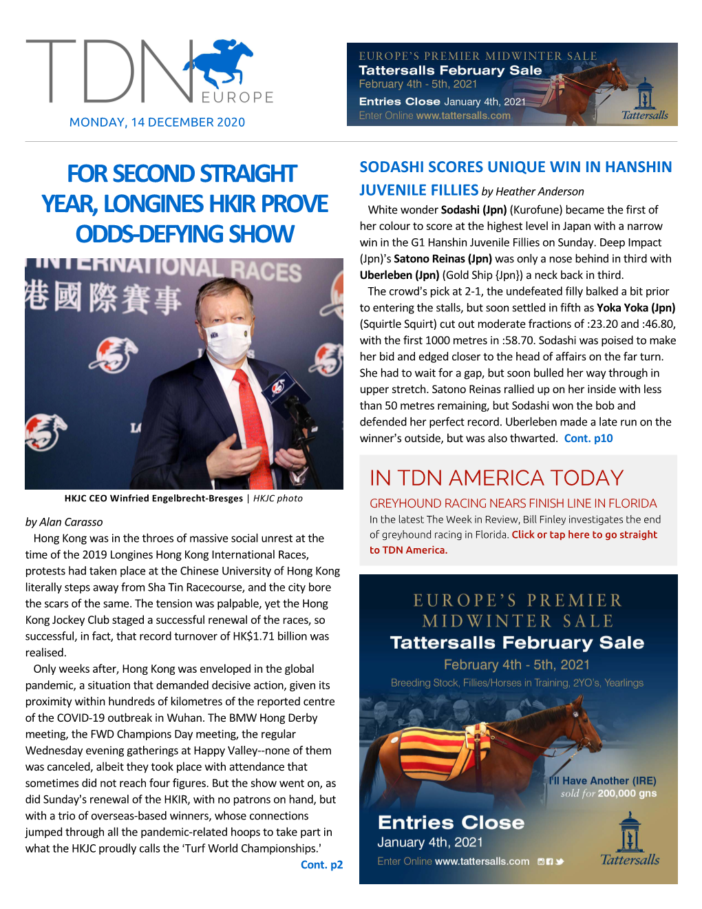 Tdn Europe • Page 2 of 11 • Thetdn.Com Monday • 14 December 2020