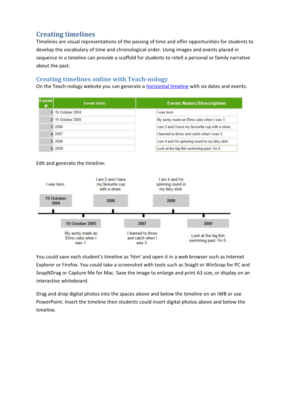 How Times Change: Family: Creating Timelines Page 2