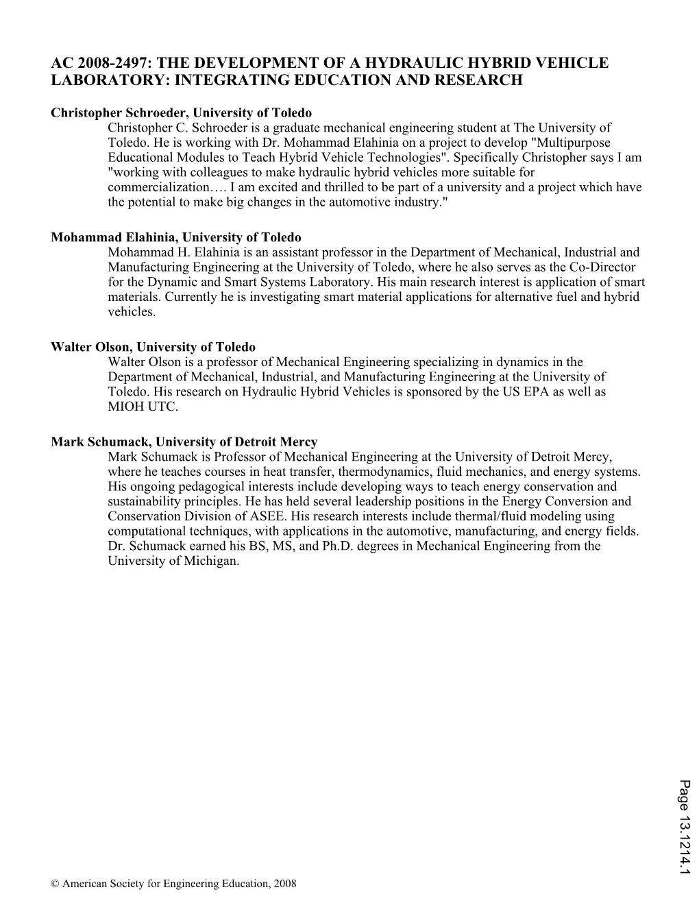 The Development of a Hydraulic Hybrid Vehicle Laboratory: Integrating Education and Research