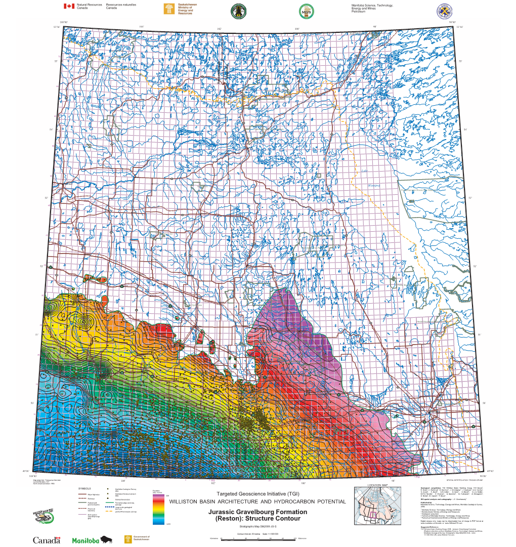 Jurassic Gravelbourg Formation (Reston): Structure Contour