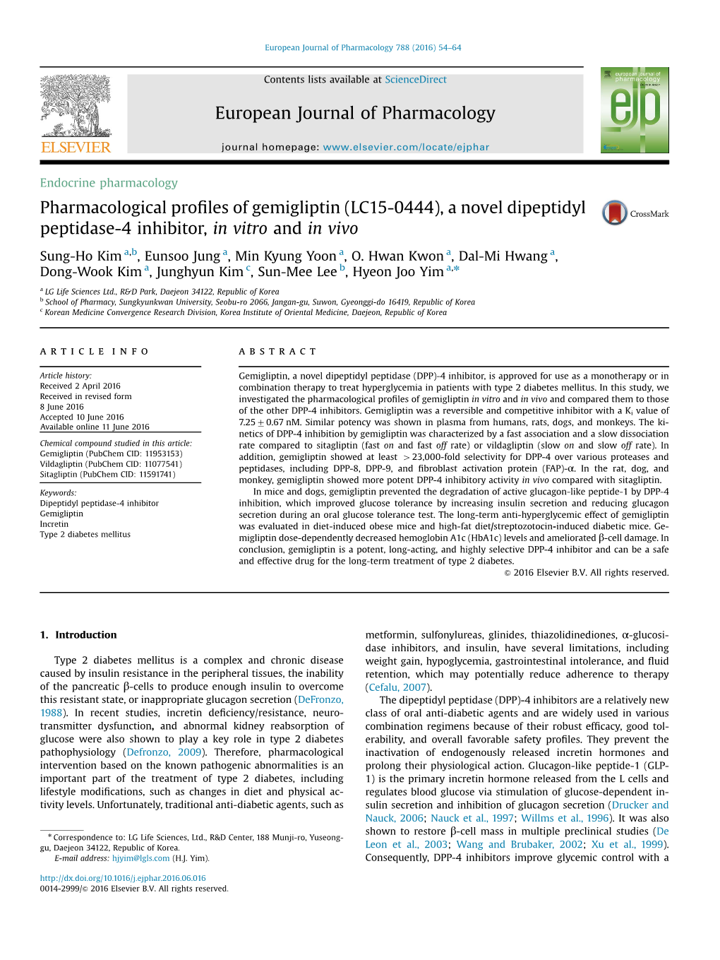 Pharmacological Profiles of Gemigliptin (LC15-0444), a Novel