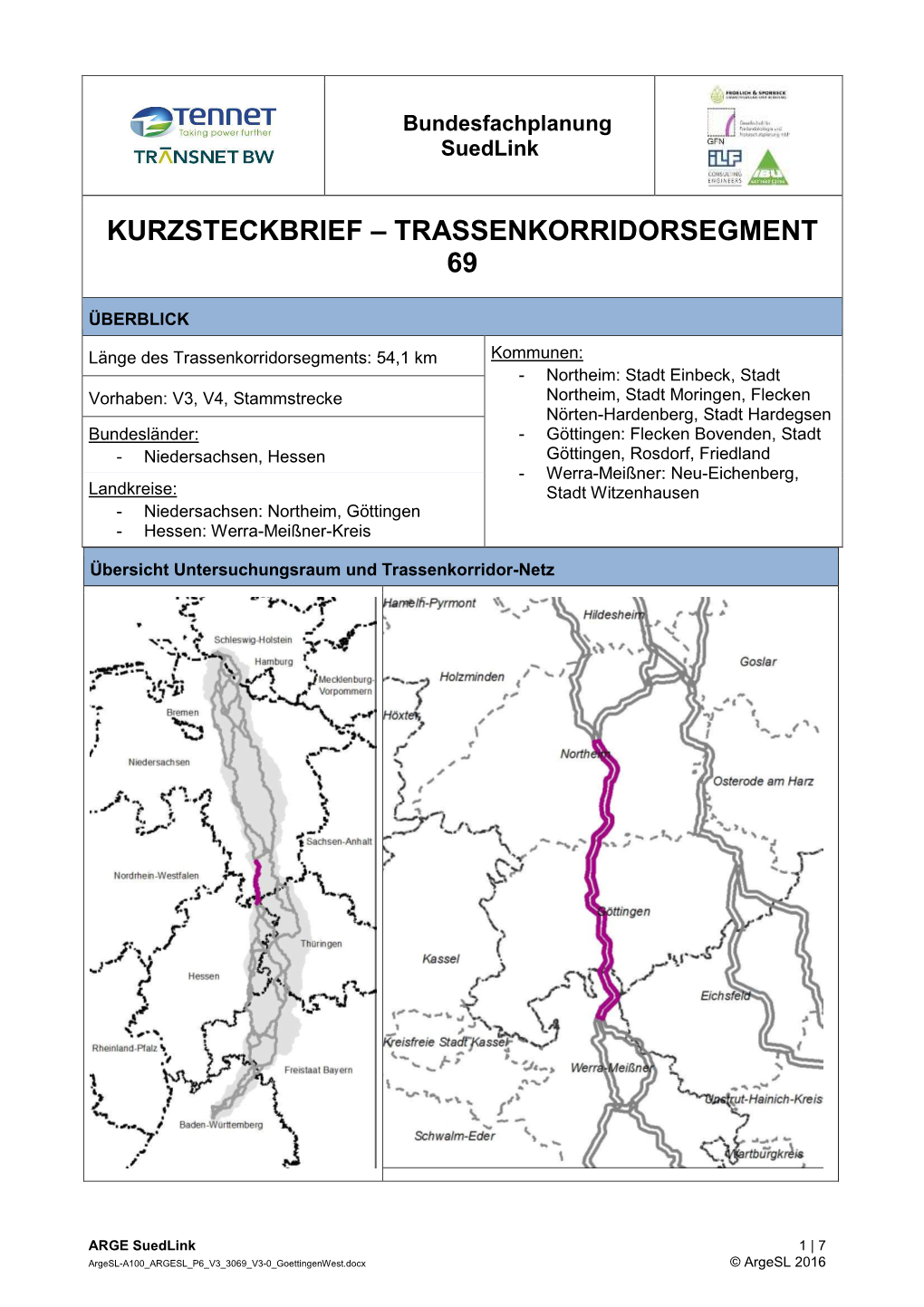 Kurzsteckbrief – Trassenkorridorsegment 69