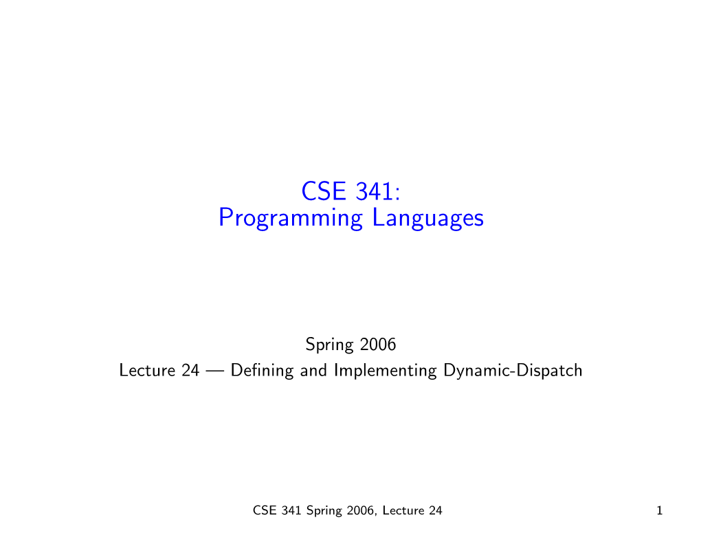 CSE 341: Programming Languages