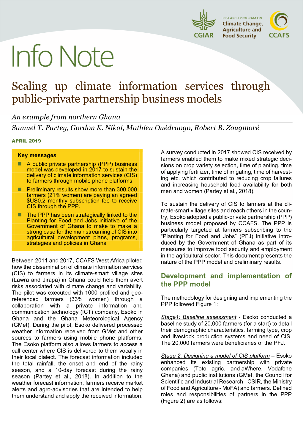 Scaling up Climate Information Services Through Public-Private Partnership Business Models