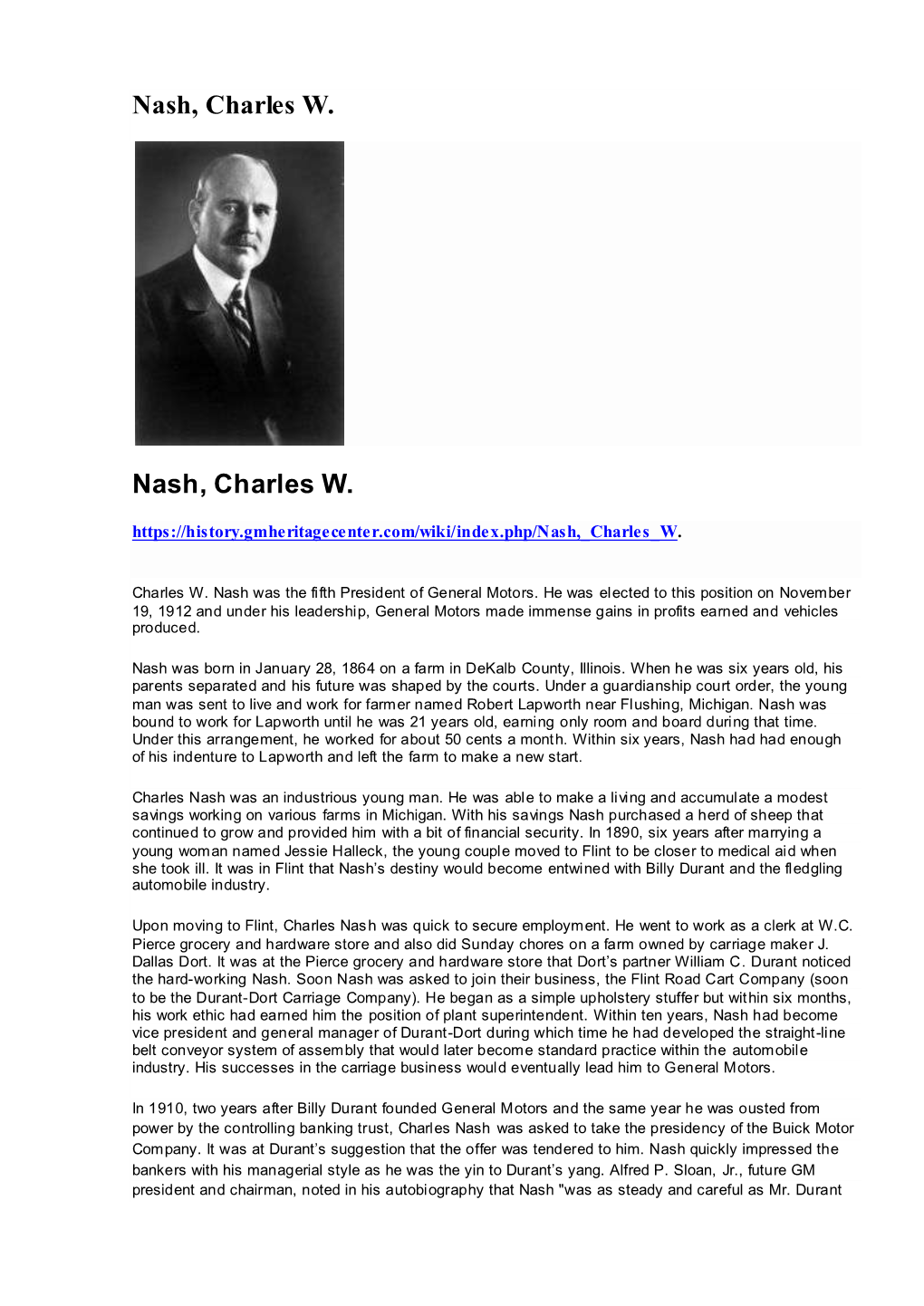 Nash, Charles W. Nash, Charles W