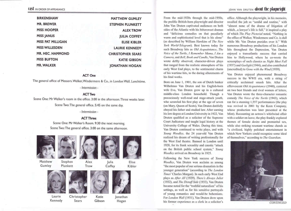 John Van Druten Biographical Program Note