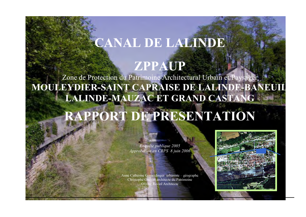 Canal De Lalinde Zppaup Rapport De Presentation