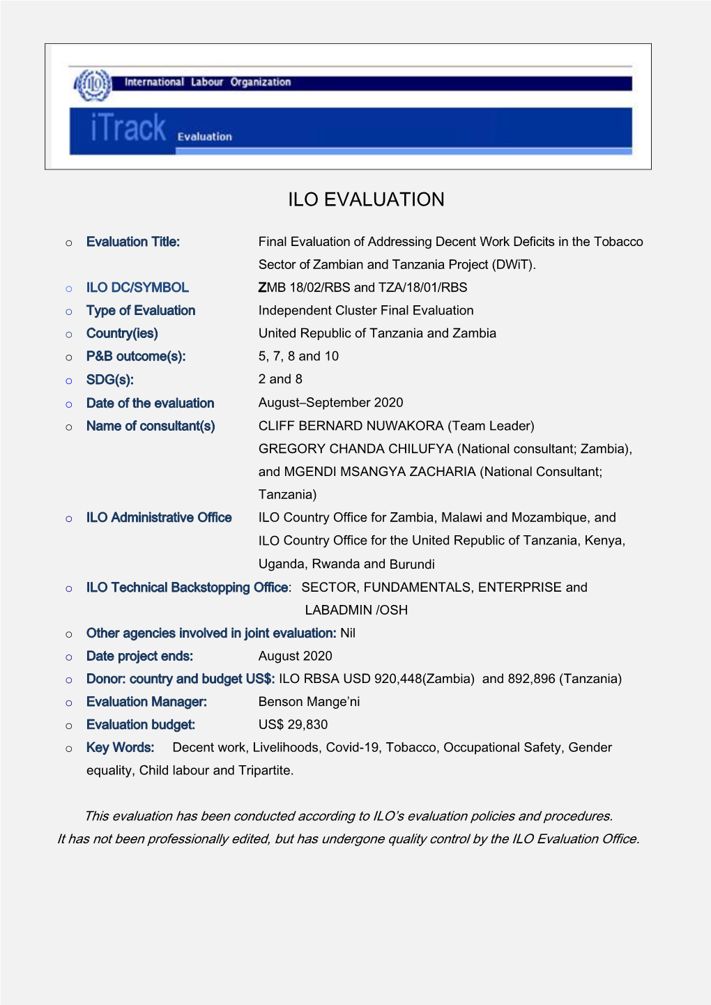 Ilo Evaluation