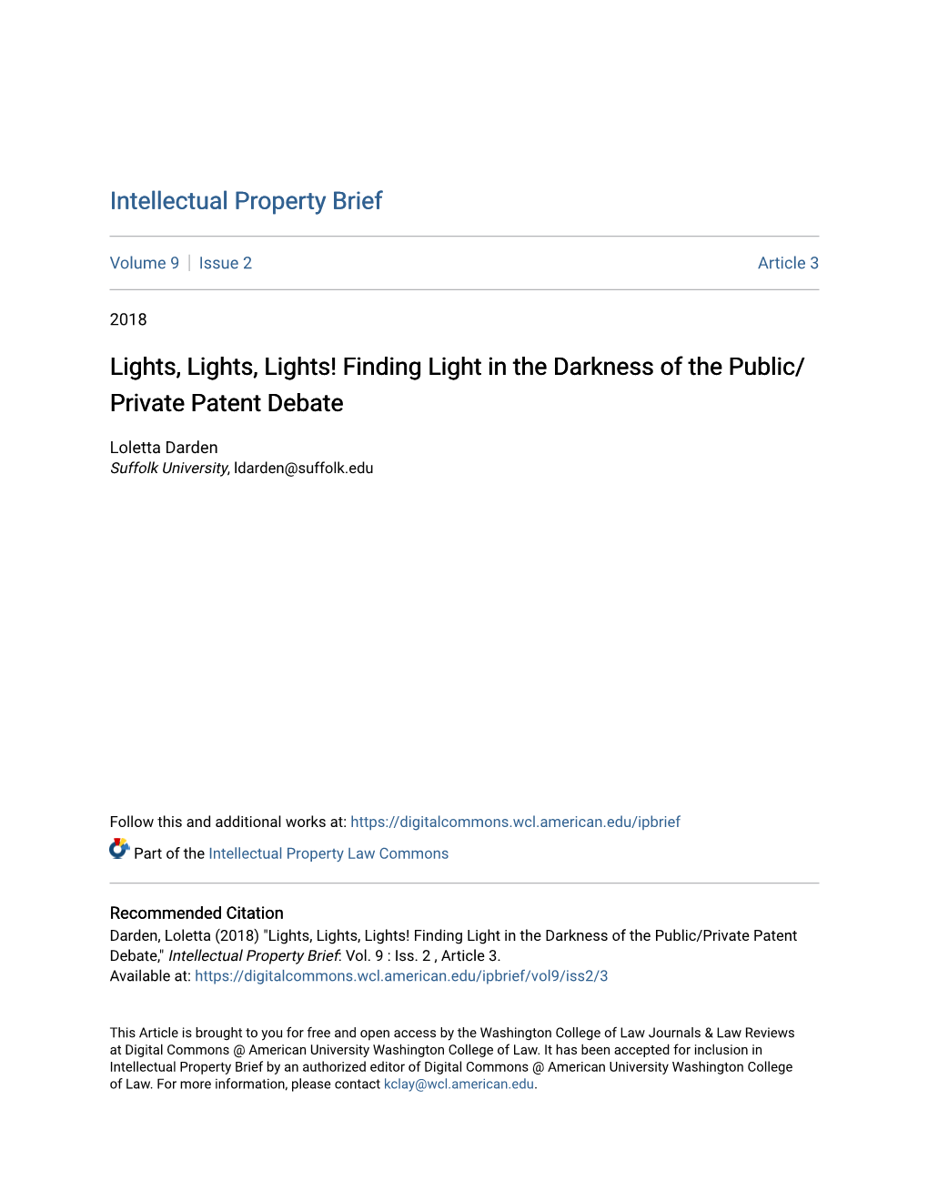 Finding Light in the Darkness of the Public/Private Patent Debate,