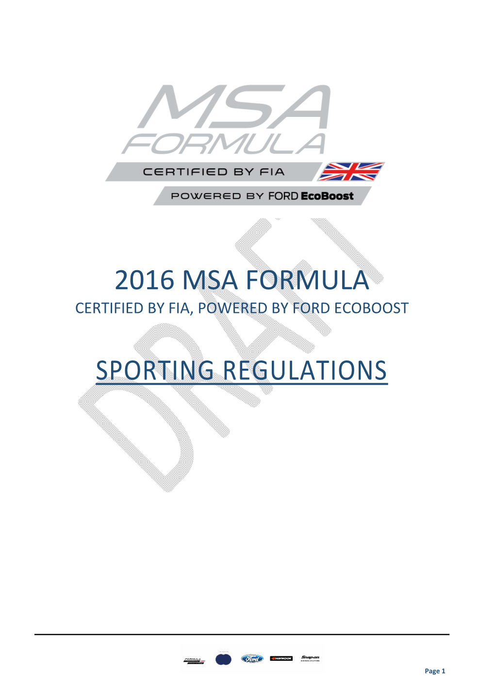 2016 Msa Formula Sporting Regulations