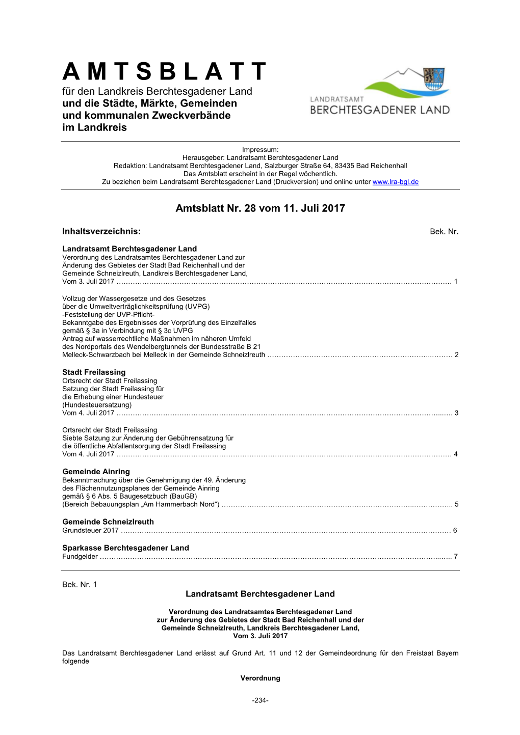 Amtsblatt Nr 28 Vom 11-07-2017 Volltext