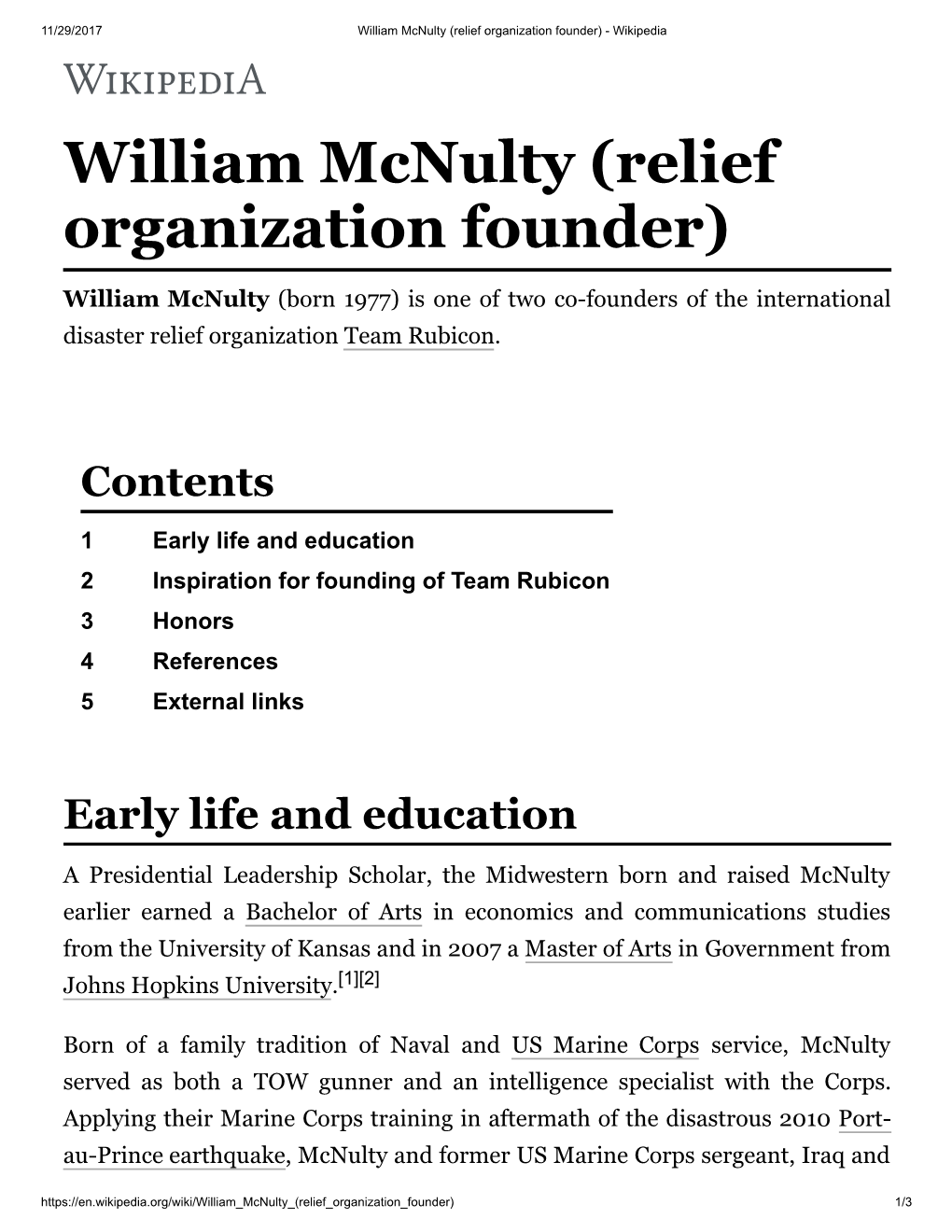 William Mcnulty (Relief Organization Founder) - Wikipedia