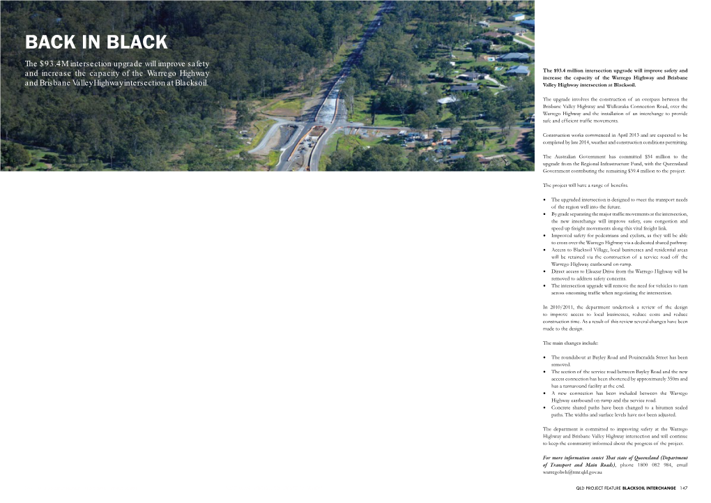 BLACKSOIL INTERCHANGE AUSTRALIAN NATIONAL CONSTRUCTION REVIEW QLD PROJECT FEATURE BLACKSOIL INTERCHANGE 147 Cb Energy