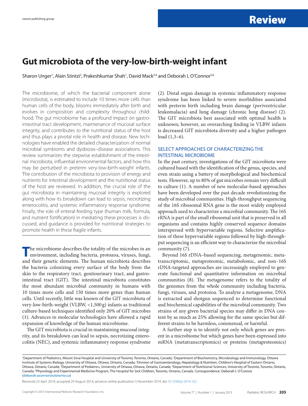 Gut Microbiota of the Very-Low-Birth-Weight Infant