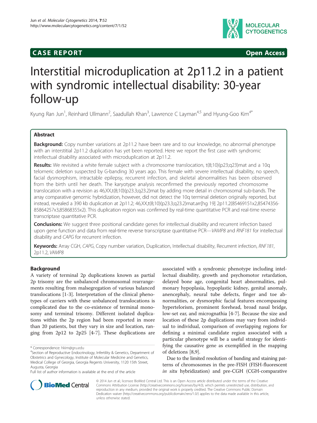 Interstitial Microduplication at 2P11.2 in a Patient With