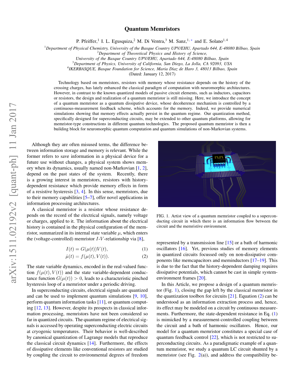 Quantum Memristors