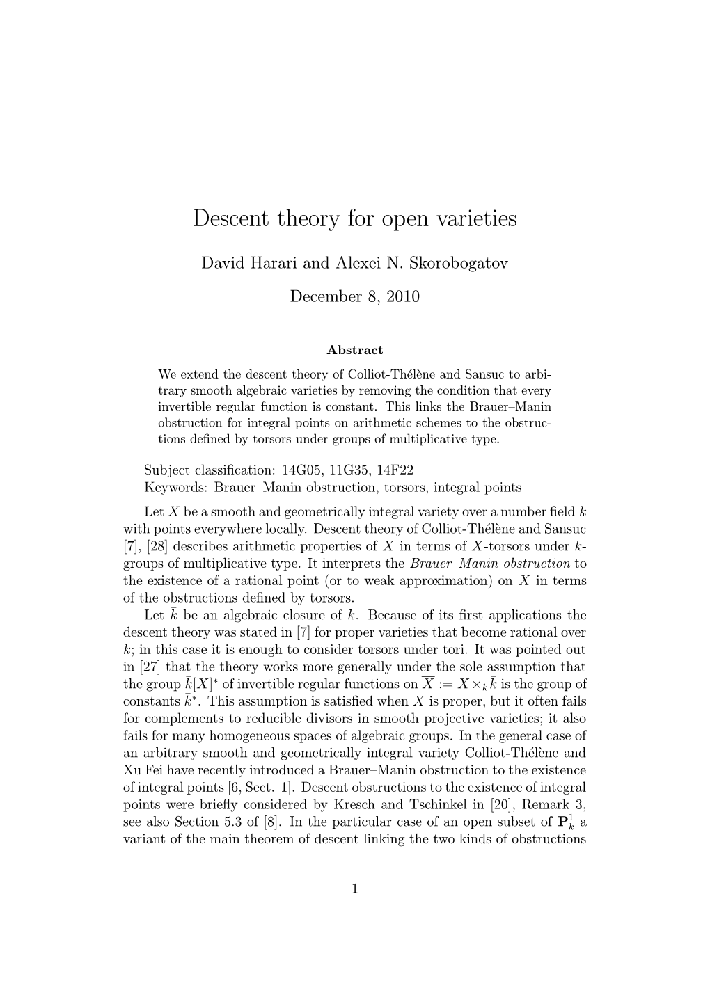 Descent Theory for Open Varieties