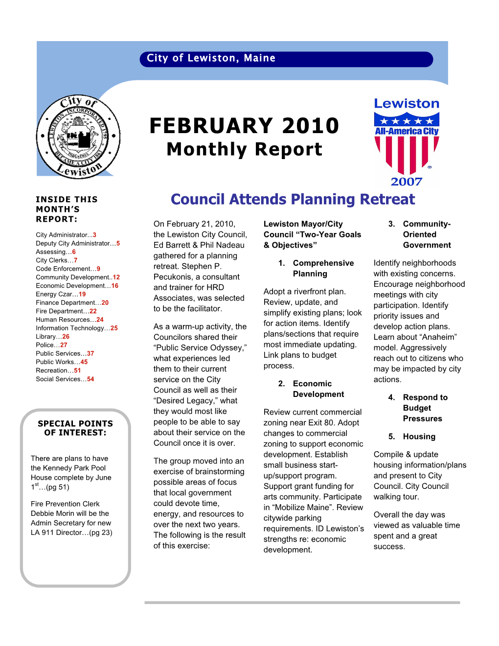 FEBRUARY 2010 Monthly Report
