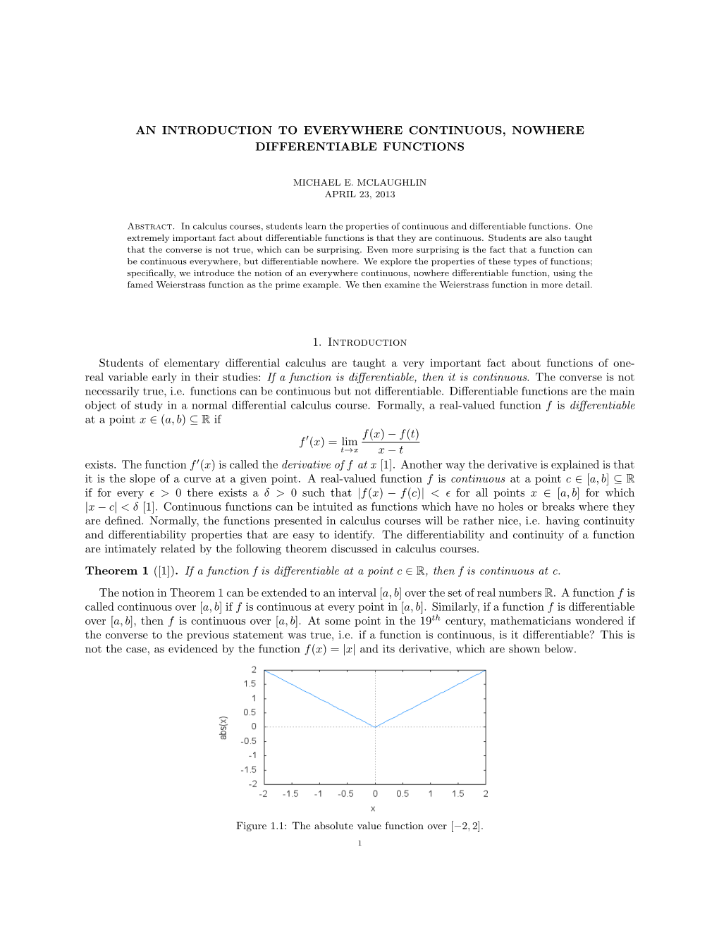 Weierstrass Function As the Prime Example