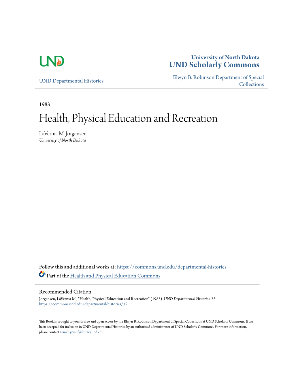 Health, Physical Education and Recreation Lavernia M