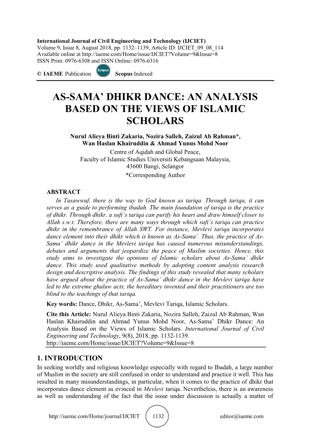 As-Sama' Dhikr Dance: an Analysis Based on the Views